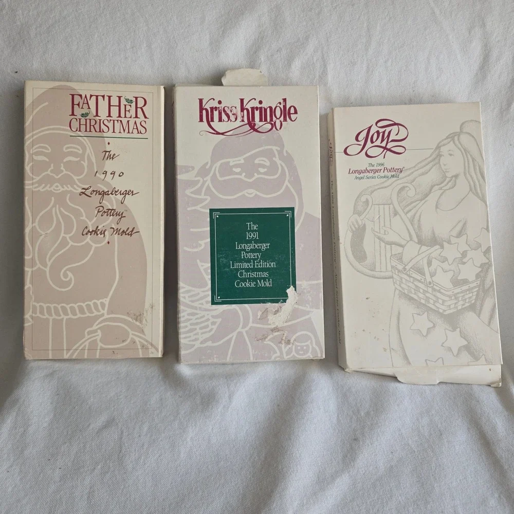 Longaberger Pottery Christmas Cookie Mold Lot of 3 1990 1991 1996 Santas & Angel